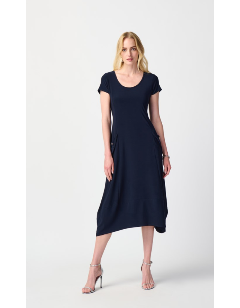 JOSEPH RIBKOFF NAVY SILKY COCOON DRESS