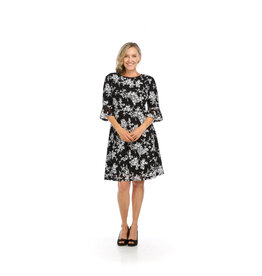 Flowerisque - Short-Sleeve Plain Lace Trim Tiered Mini A-Line Corset Dress