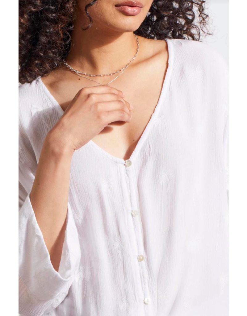 TRIBAL BUTTON FRONT KIMONO BLOUSE