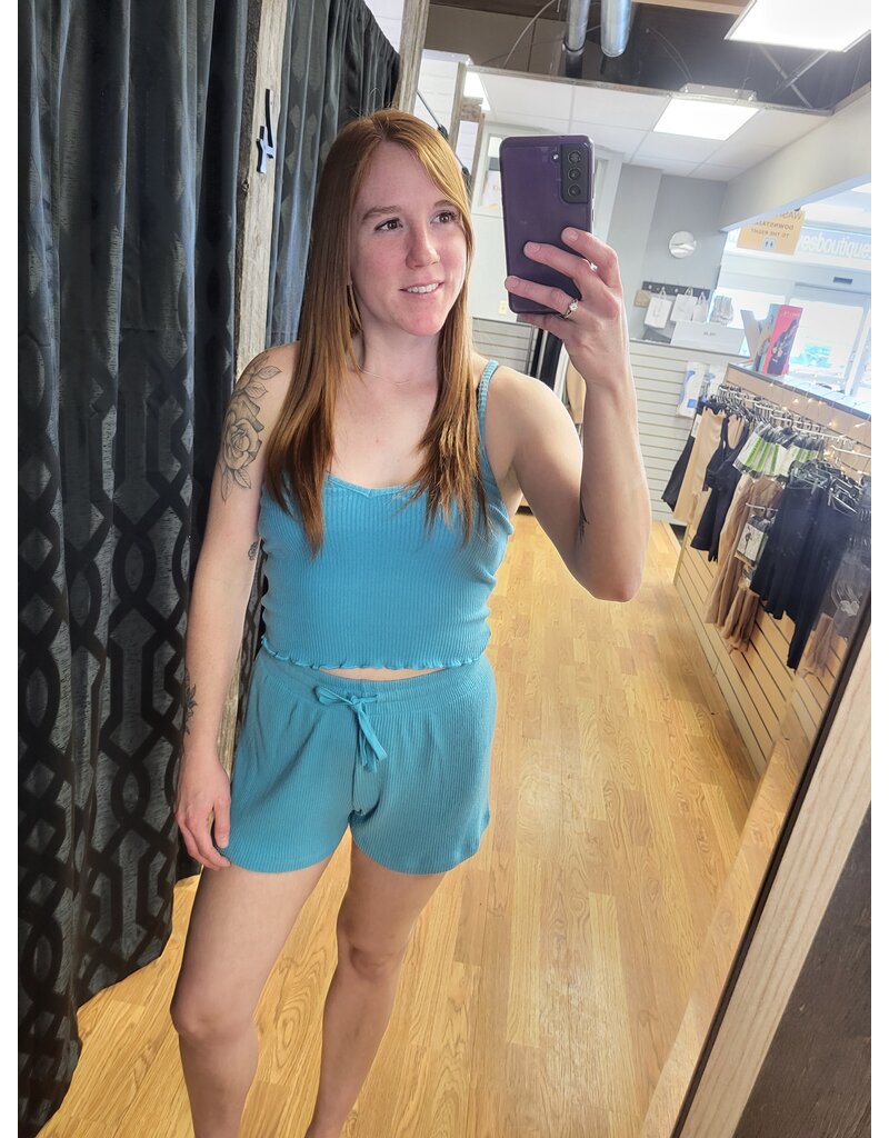 Z SUPPLY BERMUDA BLUE RIBBED SHORTS