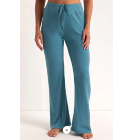 Z SUPPLY BERMUDA BLUE RIBBED FLARE PANT