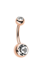 PIERCING KING BELLY RING - DOUBLE JEWELED