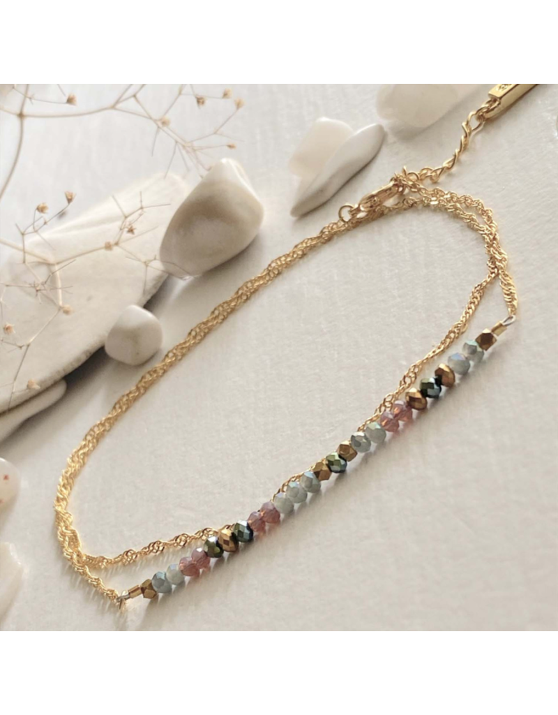 PIKA & BEAR DIAMON DOG - BEADED DOUBLE WRAP ANKLET