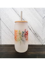 FROSTED GLASS JAR w/BAMBOO LID