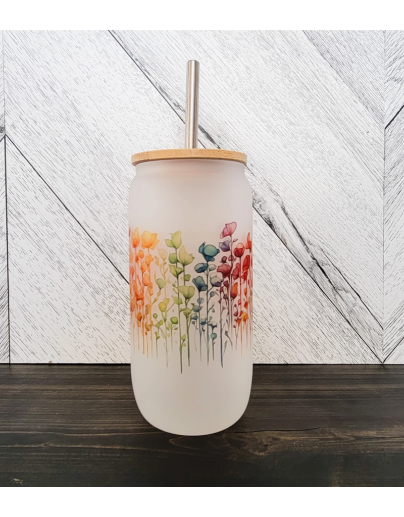 FROSTED GLASS JAR w/BAMBOO LID
