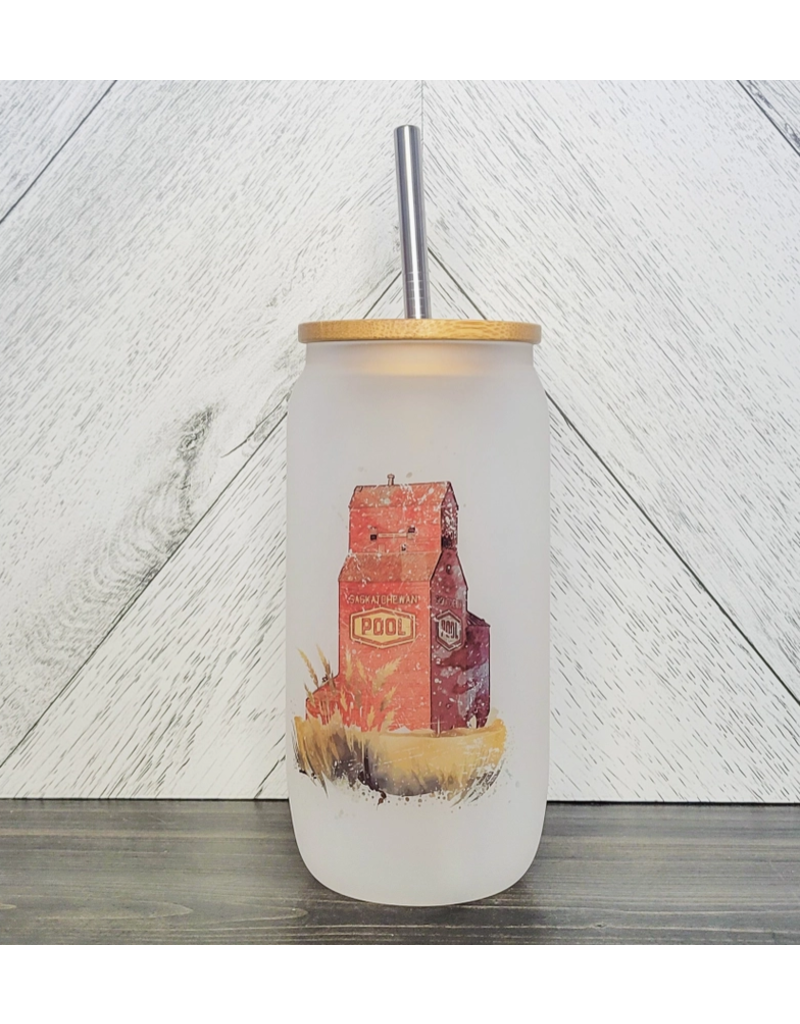 FROSTED GLASS JAR w/BAMBOO LID