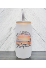 FROSTED GLASS JAR w/BAMBOO LID
