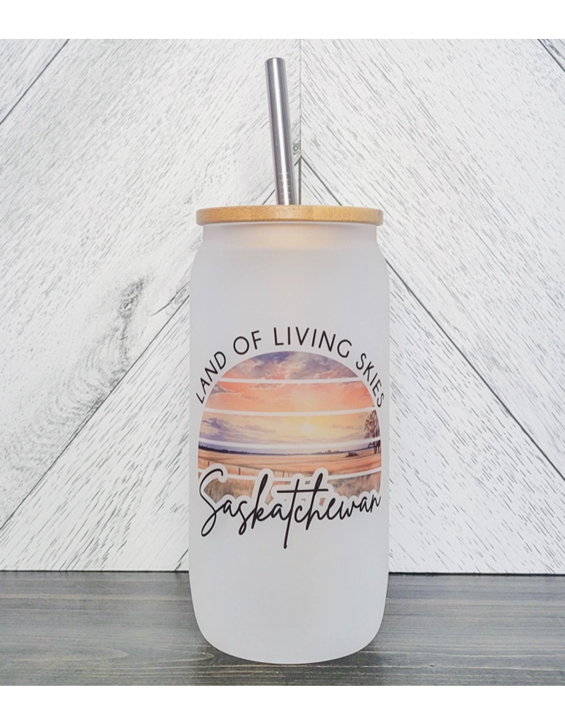 FROSTED GLASS JAR w/BAMBOO LID