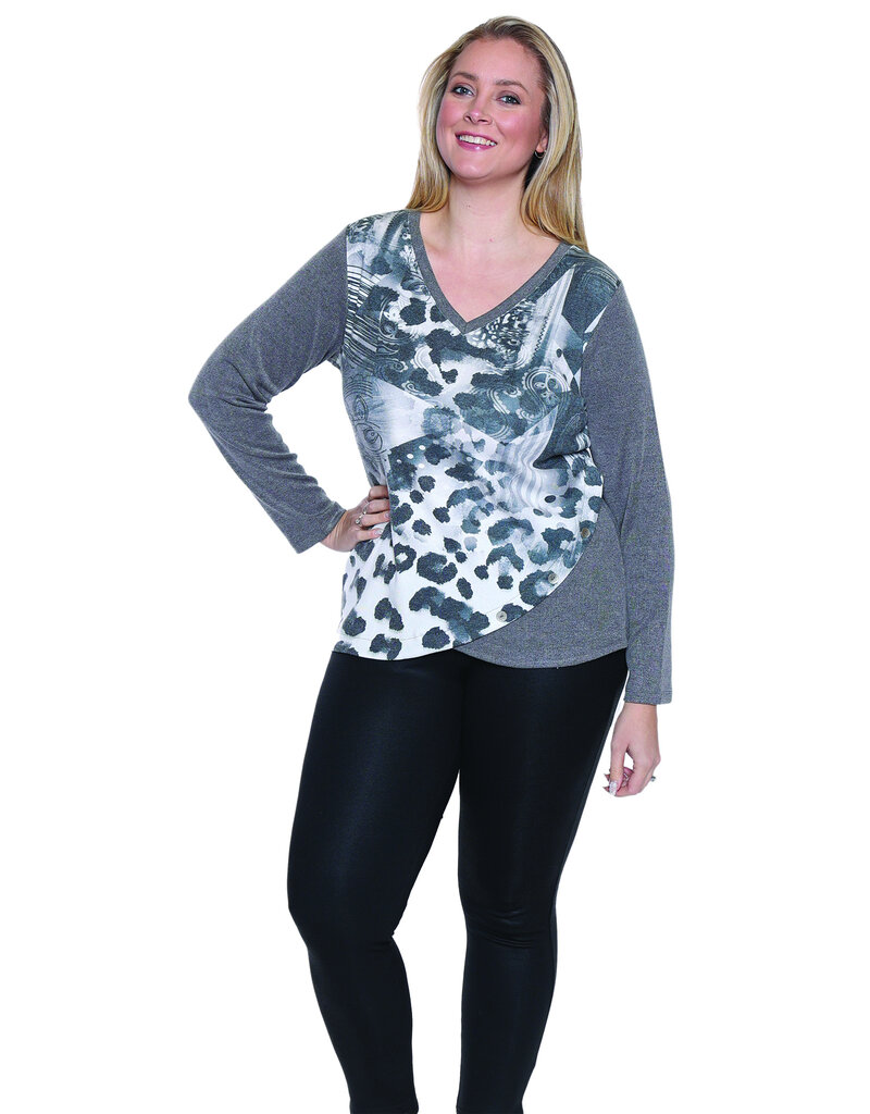 GREY PRINT L/S TOP