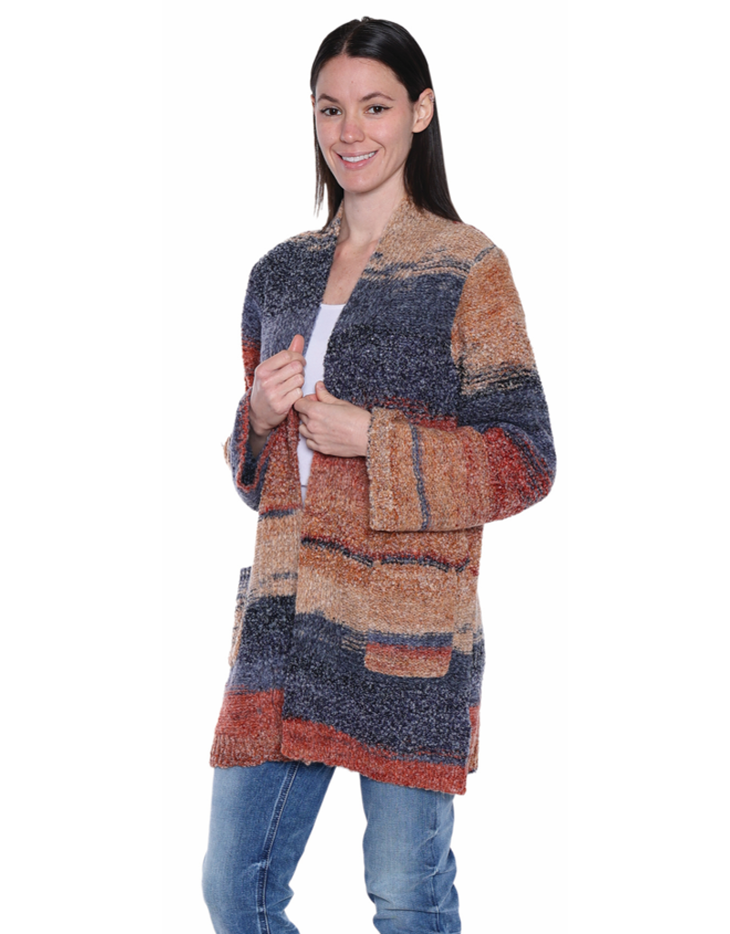 RUST MIX OPEN FRONT CARDIGAN