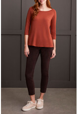 TRIBAL 3/4 SLV WIDE CREW NK TOP W/ SIDE SLITS