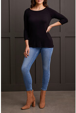 TRIBAL 3/4 SLV WIDE CREW NK TOP W/ SIDE SLITS