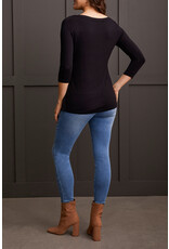 TRIBAL 3/4 SLV WIDE CREW NK TOP W/ SIDE SLITS