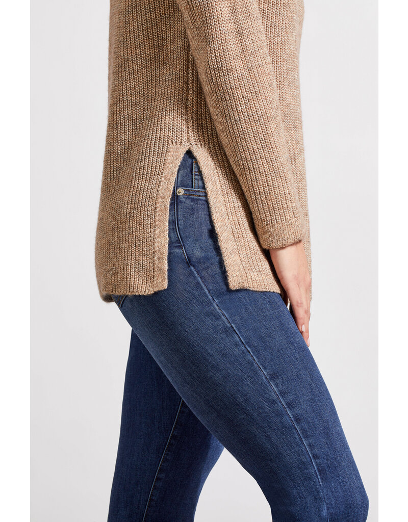 TRIBAL MOCK NECK TUNIC SWEATER