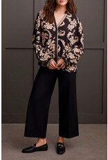 TRIBAL L/S BTN FRT BLOUSE W/ SMOCKED COLLAR