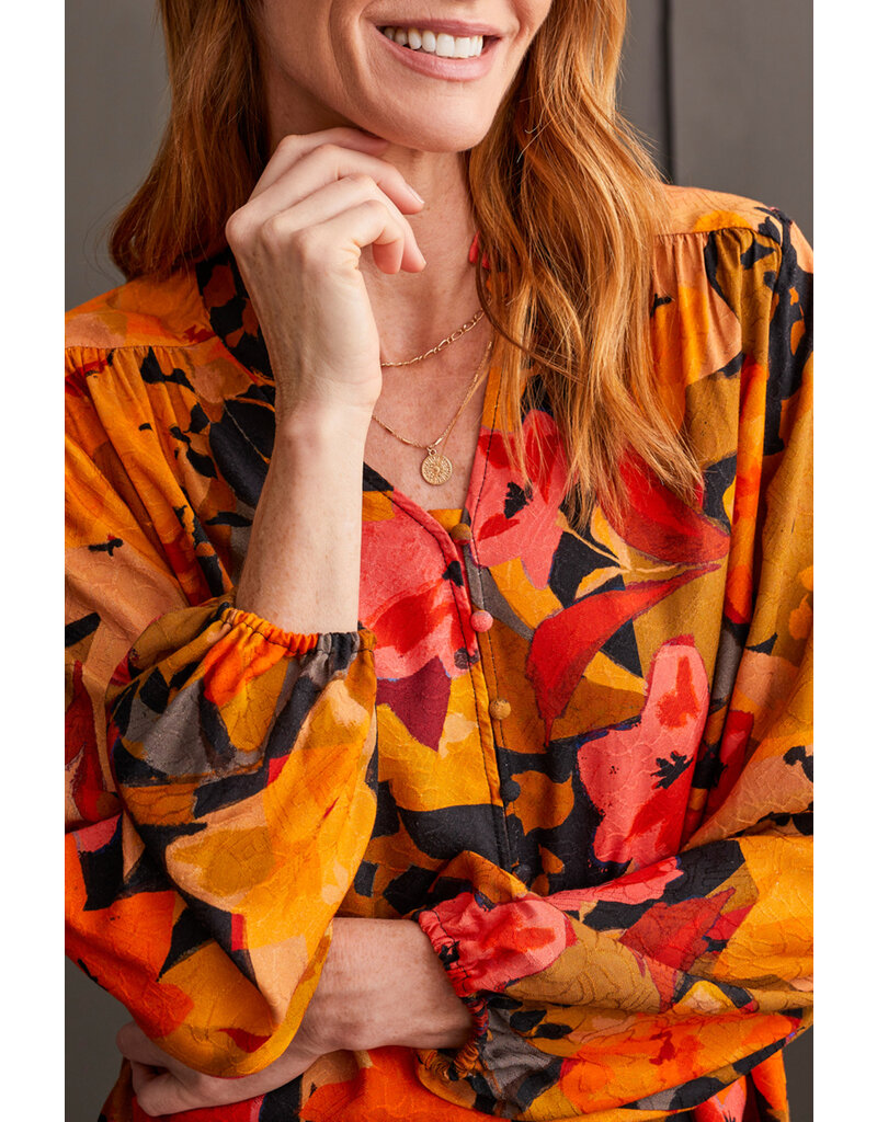 TRIBAL L/S BUTTON FRONT BLOUSE