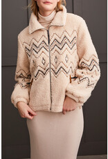 TRIBAL LINED ZIP UP JACKET w/EMBROIDERY