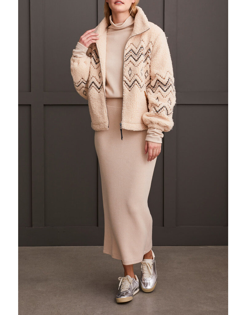 TRIBAL LINED ZIP UP JACKET w/EMBROIDERY