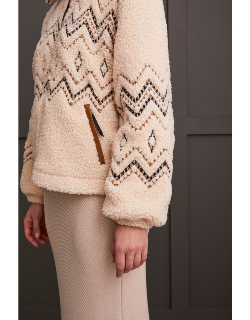 TRIBAL LINED ZIP UP JACKET w/EMBROIDERY