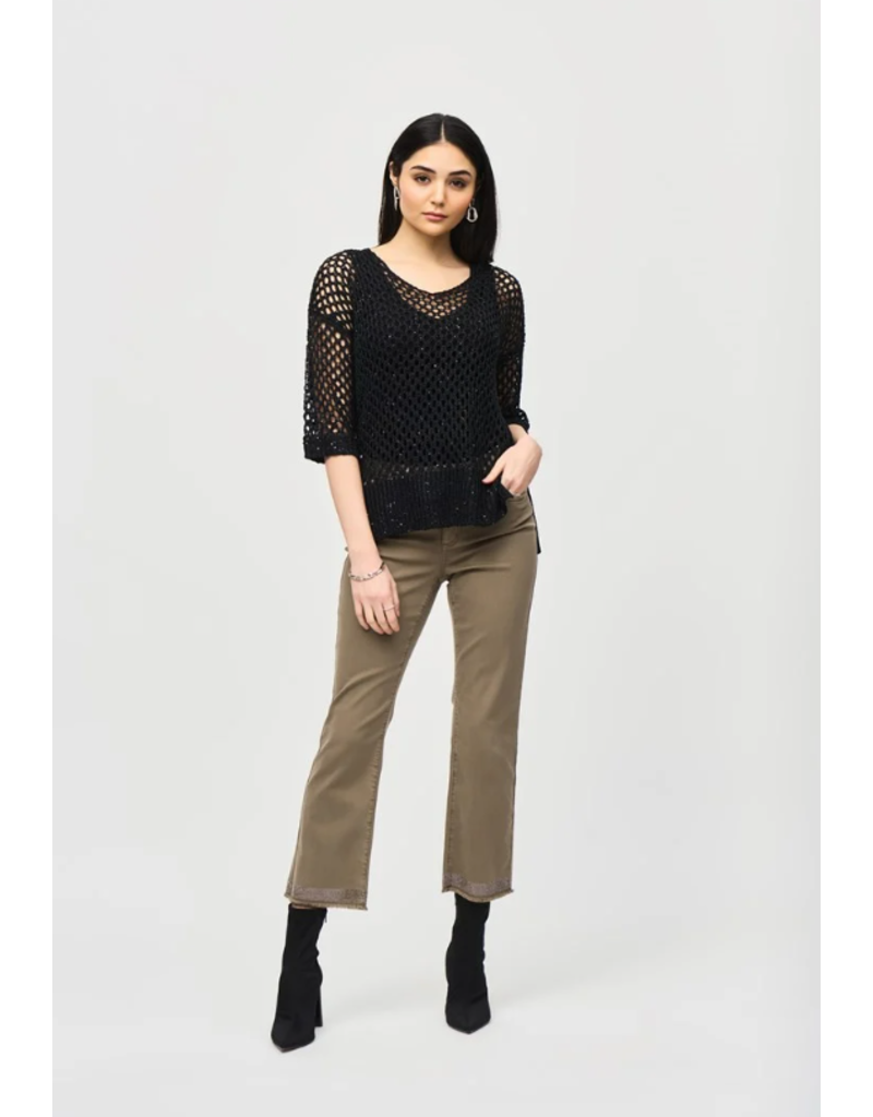JOSEPH RIBKOFF OPEN STITCH SWEATER WITH SEQUINS