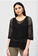 JOSEPH RIBKOFF OPEN STITCH SWEATER WITH SEQUINS