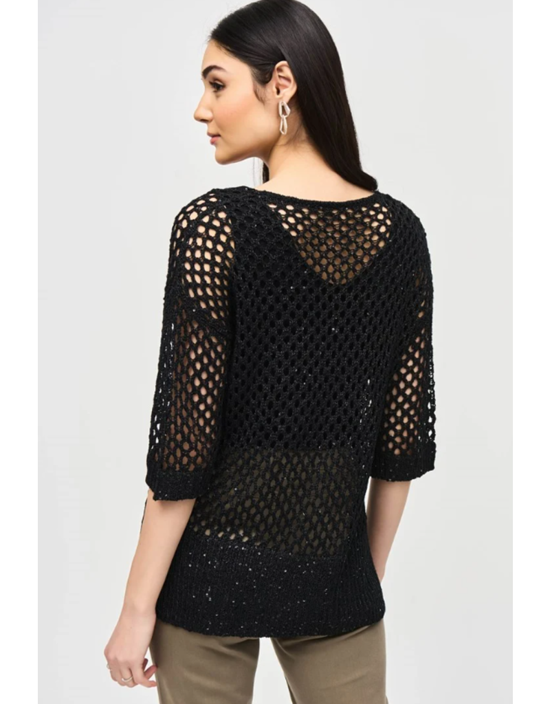 JOSEPH RIBKOFF OPEN STITCH SWEATER WITH SEQUINS