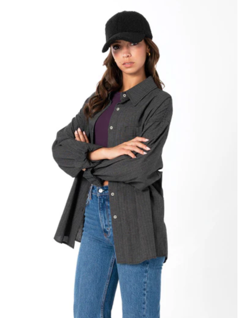 C'EST MOI CHECK PATTERN OVERSIZED BLOUSE