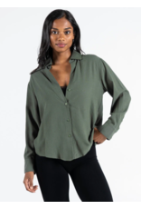 C'EST MOI COTTON LINEN BLEND BUTTON DOWN BLOUSE