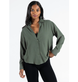 C'EST MOI COTTON LINEN BLEND BUTTON DOWN BLOUSE