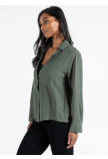 C'EST MOI COTTON LINEN BLEND BUTTON DOWN BLOUSE