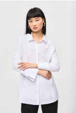 JOSEPH RIBKOFF WOVEN BUTTON DOWN BLOUSE WITH POCKETS