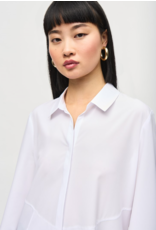 JOSEPH RIBKOFF WOVEN BUTTON DOWN BLOUSE WITH POCKETS