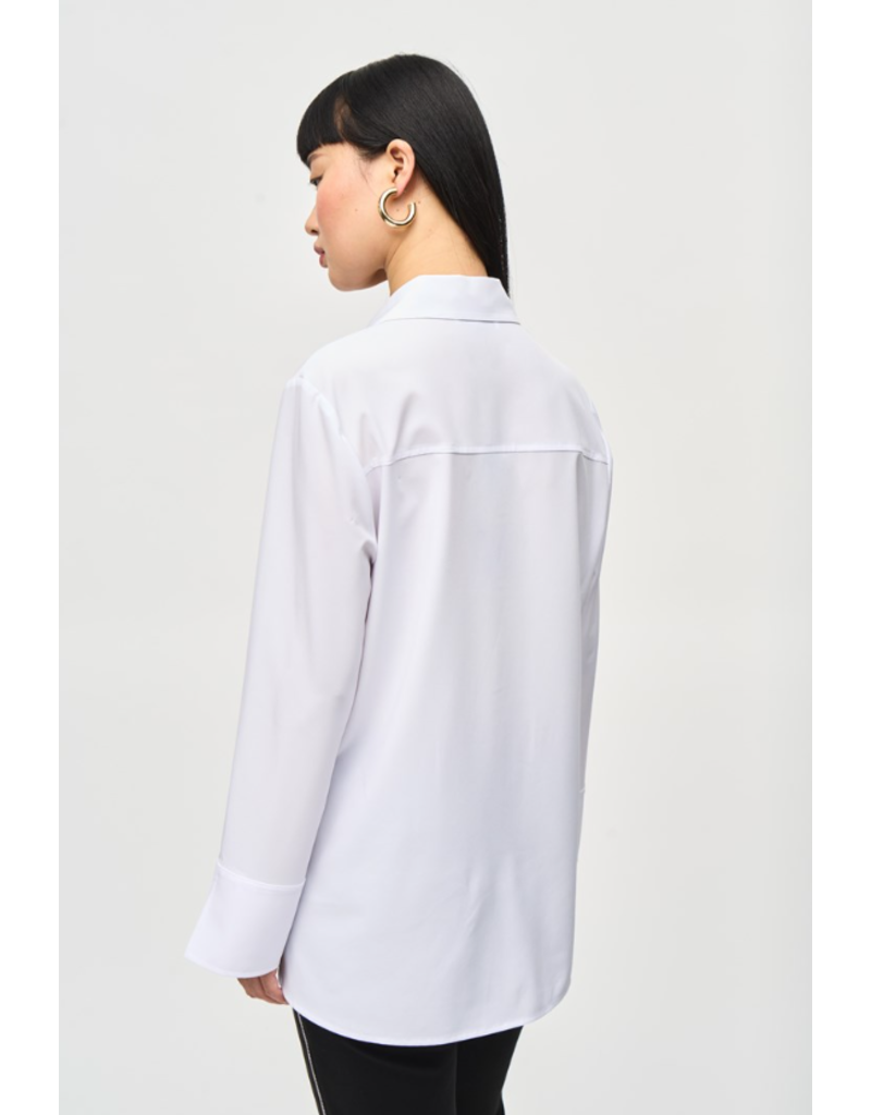JOSEPH RIBKOFF WOVEN BUTTON DOWN BLOUSE WITH POCKETS