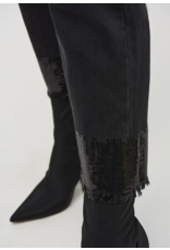 JOSEPH RIBKOFF STRAIGHT CROP DENIM PANT WITH SEQUIN TRIM