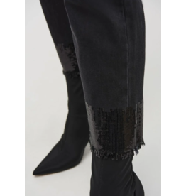 JOSEPH RIBKOFF STRAIGHT CROP DENIM PANT WITH SEQUIN TRIM
