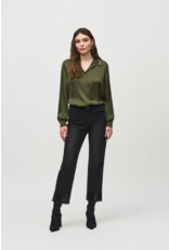 JOSEPH RIBKOFF STRAIGHT CROP DENIM PANT WITH SEQUIN TRIM