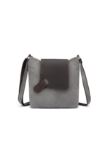 CANVAS SHOULDER BAG w/LEATHER TRIM