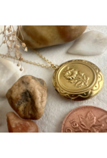PIKA & BEAR FLEUR ROUND FLORAL LOCKET NECKLACE