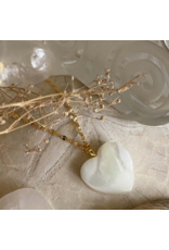 PIKA & BEAR AKOYA MOTHER OF PEARL HEART CHARM NECKLACE