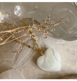 PIKA & BEAR AKOYA MOTHER OF PEARL HEART CHARM NECKLACE