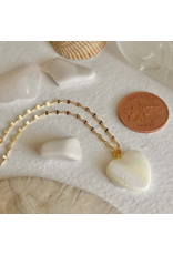 PIKA & BEAR AKOYA MOTHER OF PEARL HEART CHARM NECKLACE