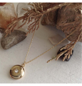 PIKA & BEAR ANTARES ROUND RHINESTONE LOCKET NECKLACE