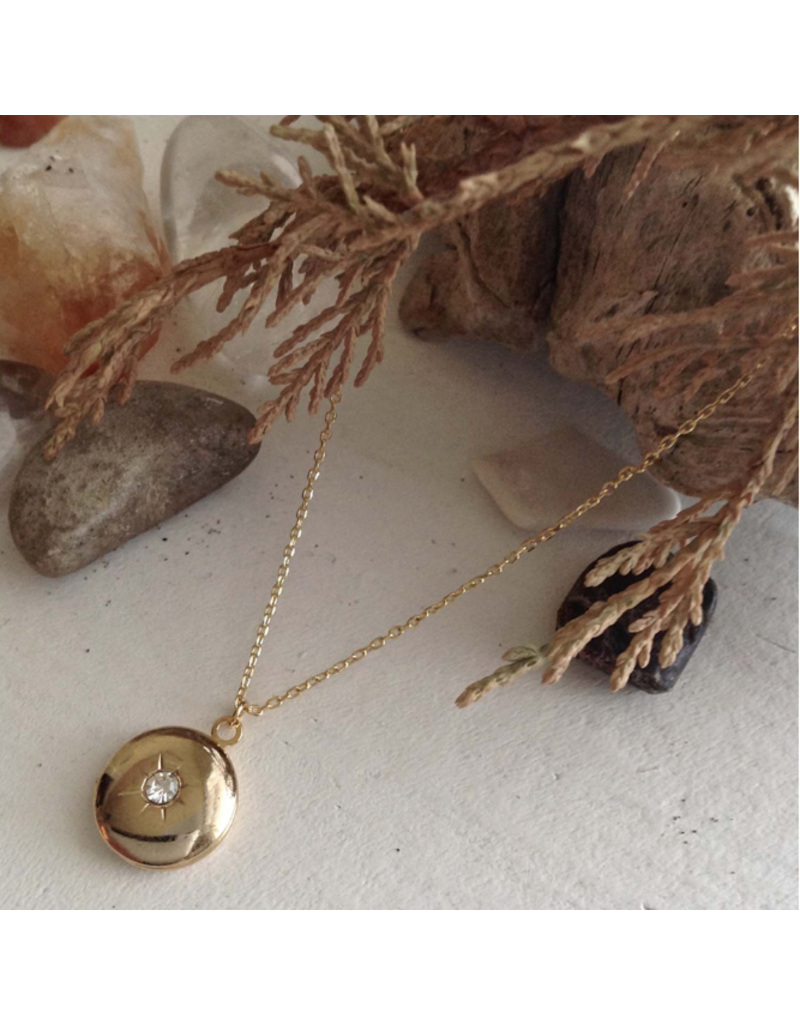 PIKA & BEAR ANTARES ROUND RHINESTONE LOCKET NECKLACE