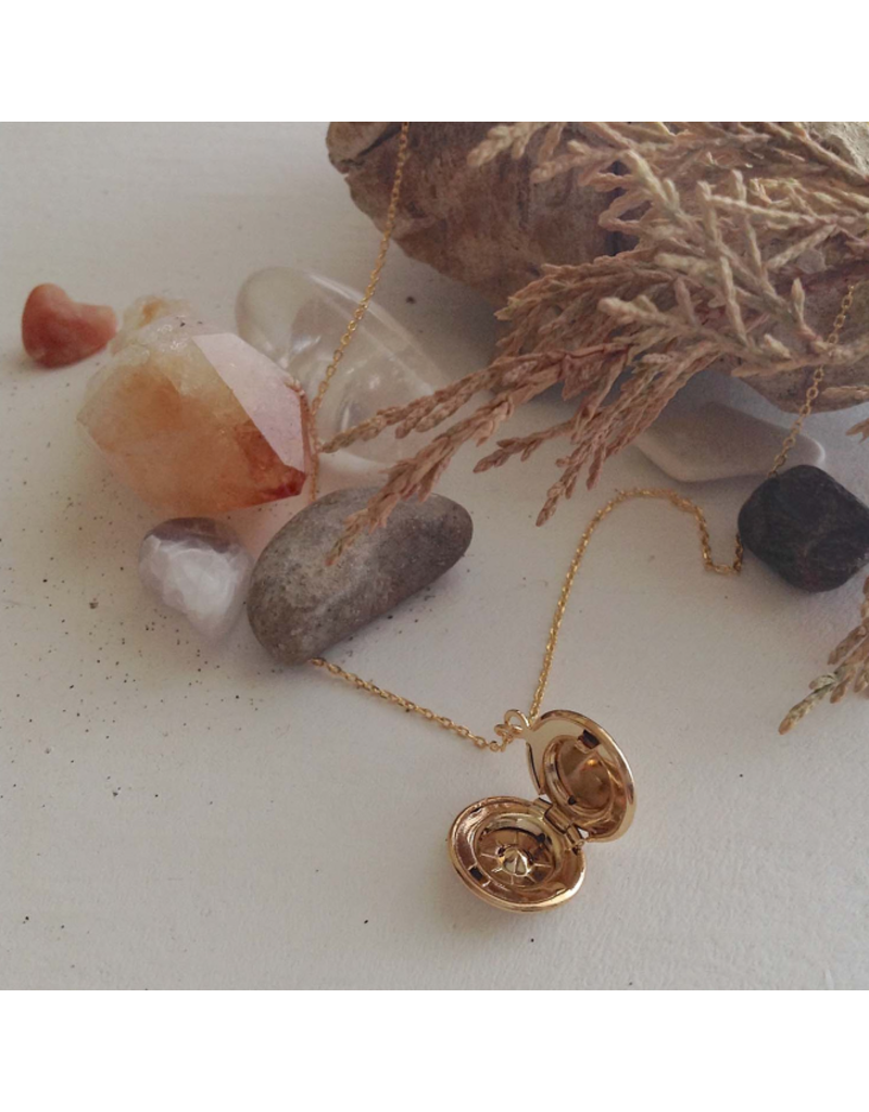 PIKA & BEAR ANTARES ROUND RHINESTONE LOCKET NECKLACE