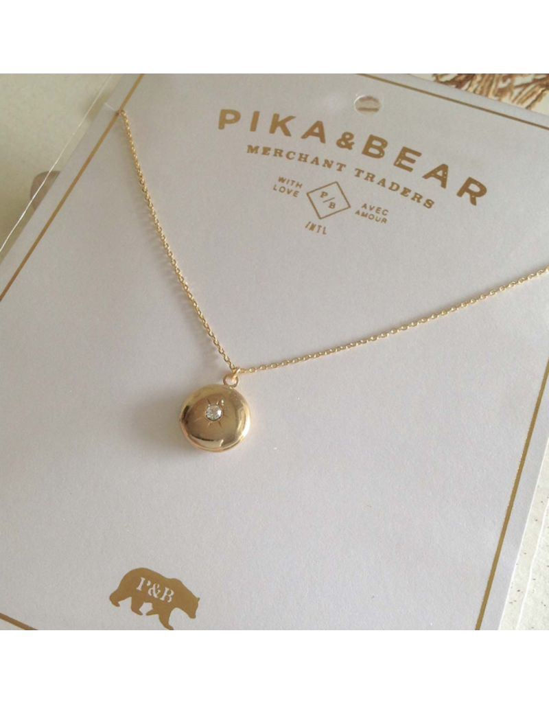 PIKA & BEAR ANTARES ROUND RHINESTONE LOCKET NECKLACE