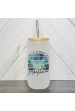 FROSTED GLASS JAR w/BAMBOO LID
