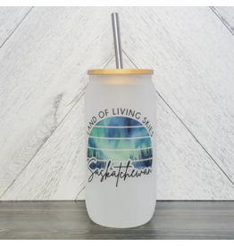 FROSTED GLASS JAR w/BAMBOO LID