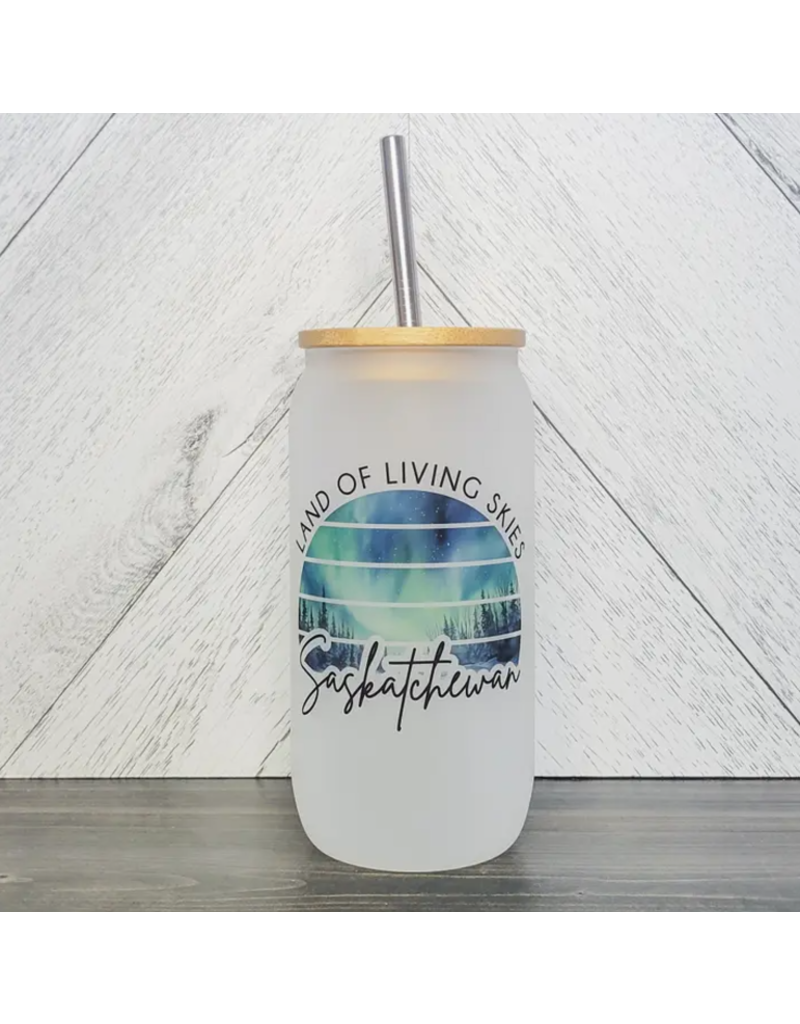 FROSTED GLASS JAR w/BAMBOO LID