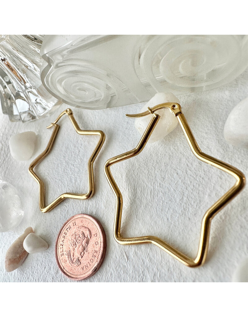 PIKA & BEAR ARCALIS STAR SHAPED HOOP EARRINGS GOLD
