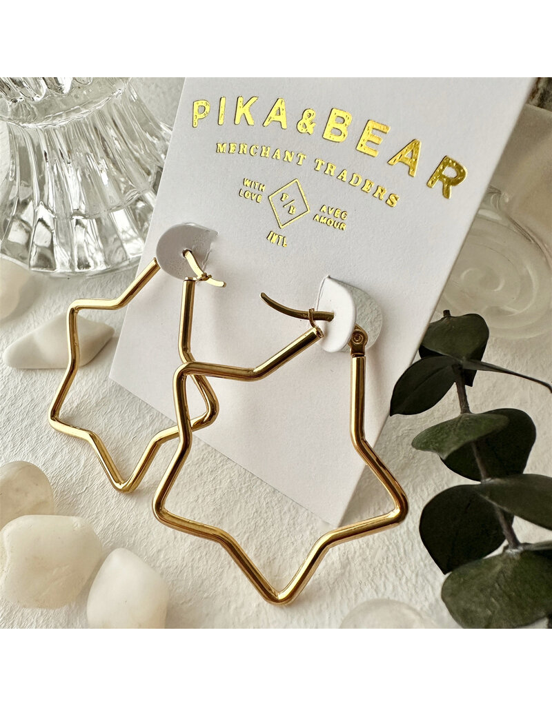 PIKA & BEAR ARCALIS STAR SHAPED HOOP EARRINGS GOLD